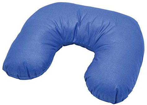 Nackenkissen, wattiert, blau | Das BerseCare Nacken-Hörnchen für die Reise im Flugzeug | Ortophädische Stütze für Flug, Auto, Bus & Badewanne | Geeignet auch für: Senioren & Kinder