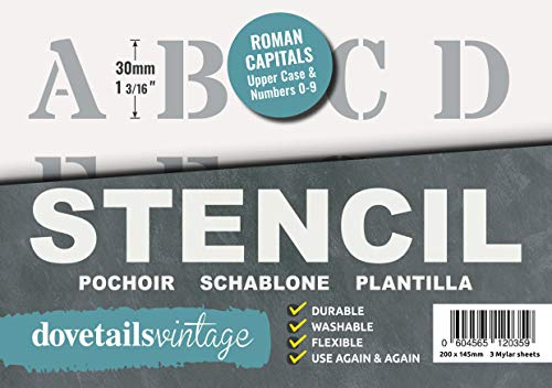 Dovetails Vintage Letter Stencil 30 mm Tall Roman Style Capital Letters and Numbers