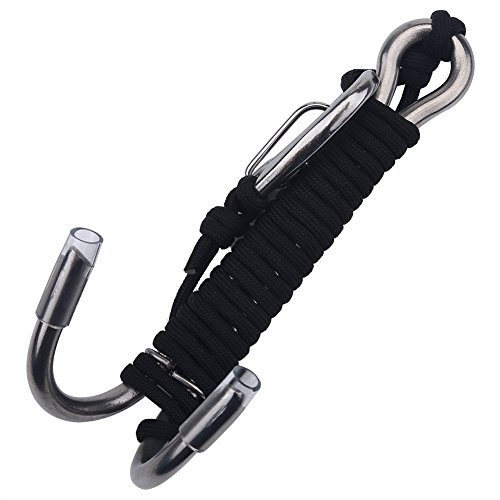 Gancho de Buceo Doble, Gancho de Deriva de Acero Inoxidable Gancho de Buceo de Arrecife Reef Hook Diving Gancho de Seguridad con Cable reemplazo para Buceo Cueva Submarina Deportes Acuáticos(Negro)