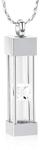 Imrsanl Collier urne en verre pour cendres | Pendentif bouteille cylindrique en acier inoxydable, flacon de cendres, souvenir commémoratif, pour homme et femme