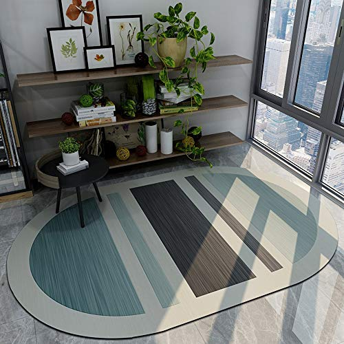 Yurun kuhfell Teppich, Robust Qualität Gemütlich, mit 8 waschbare Anti-Rutsch Teppich Aufkleber für Schlafzimmer, Esszimmer, Flur - (Grün Schwarz 60 x 130cm)