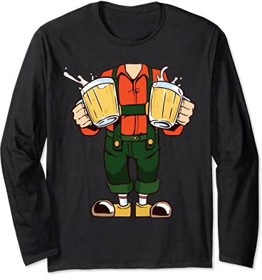 Oktoberfest Lederhosen Disfraz Jarras De Cerveza Celebración Manga Larga