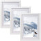 Lot de 3 cadres photo DIN A4 21 x 30 cm avec passe-partout - Cadre en bois MDF avec verre incassable - Largeur du cadre 2 cm - Vintage rétro idéal pour le collage des portraits et certificats (blanc)
