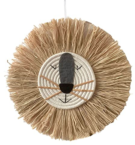 Baoblaze Cartoon Wandbehang, Nordic Gewebte Wanddekoration, Löwe Tiger Vogelscheuche Wandbehänge, Baumwollfaden Anhänger Wandteppich für Kinderzimmer Wohnzimmer Küche Büro - B