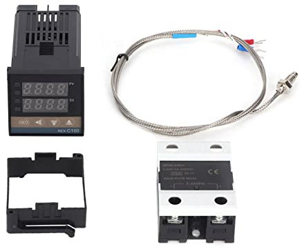 Jenngaoo Temperature Controller Kit, 0-400°C Digital LED PID Temperature Controller Thermostat Kit High Voltage 100ACV to 240ACV EX - C100 for Food, Incubator, Oven and Many Other Equipment