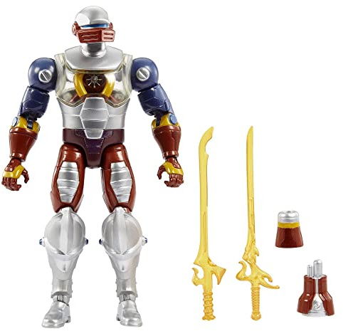 Masters of the Universe Masterverse Actionfigur Roboto, detailreiche Sammelfigur mit Armzubehör und Schwertern, bewegliches MOTU Spielzeug, HLB40