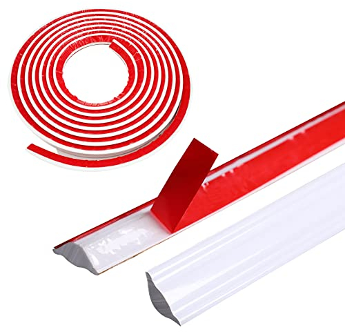 TPE Edging Strip Self Adhesive Quadrant Trim Skirting Board 3M Home Wall Inside Corner Decoration Caulk Strip Strong Self-adhesive Anti-Mold Skirting Board White (3 Meters Long,19 * 13mm)