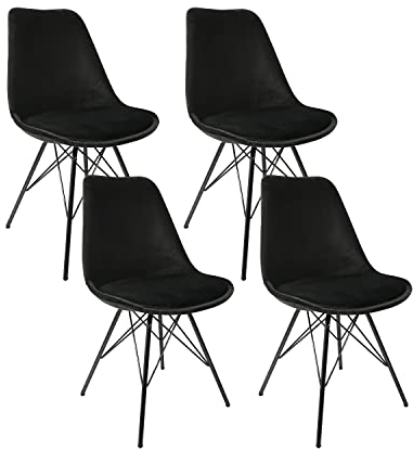 Kick Collection 4er Set Esszimmerstühl Velvet - Samt - Schwarz - Modern und Hochwertig - Hochwertige Materialien - Erhältlich in vielen Farben