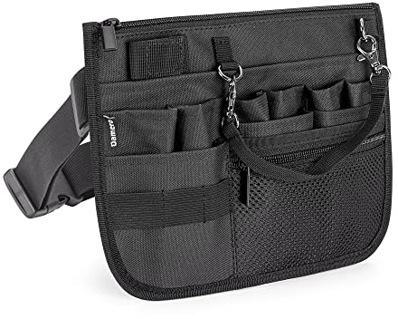 Damero Sac banane d'infirmière avec porte-ruban, sac de taille d'infirmière, pochette vétérinaire, organiseur de poche clinique utilitaire pour stéthoscopes, Noir
