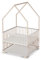 Sämann Laufgitter EXCLUSIVE 100x100 cm mit Matratze - Hausbett & Babybett - stufenlos höhenverstellbar Laufstall Baby Buche weiß/natur