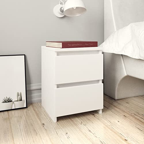 WIFESE Nachttisch mit 2 Schubladen 30x30x40 cm Nachtkästchen Nachtschrank Boxspringbett Nachtkommode Bedside Table Beistelltisch Weiss Nachttischschränke Kommode Holzwerkstoff
