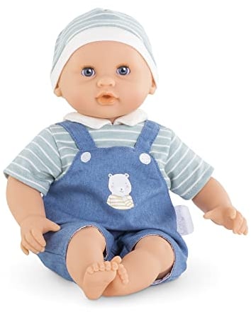 Corolle Mon Premier Poupon Calin Mael, Weichkörperpuppe mit Schlafaugen, Mütze und Kleidung abnehmbar, Vanilleduft, 30cm, ab 18 Monaten