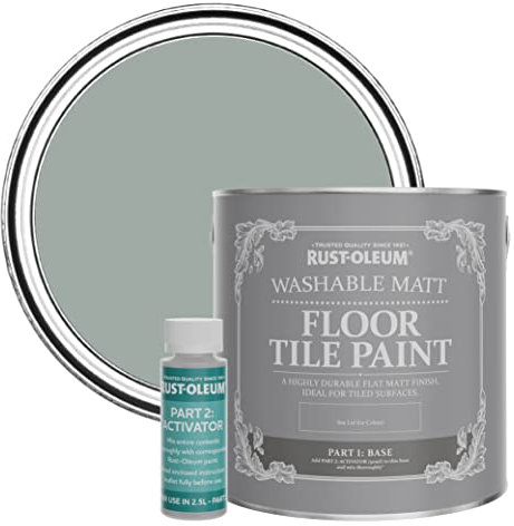 Rust-Oleum Grey Washable Matt Floor Tile Paint - Pitch Grey 2.5L