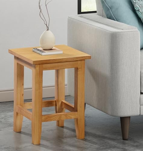 Hallowood Furniture Aston Occasional Table, Solid Wooden Small Sofa Side, Coffee, Lamp Tables for Small Spaces, Living Room or Bedroom, Light Oak Plant Stand for Hallway, Fully Assembled
