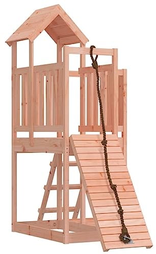 vidaXL Spielturm, Klettergerüst mit Kletterwand, Kinder Kletterturm mit Holzdach, Spiel-Zubehör für Garten, Holz Spielplatz Spielhaus, Massivholz Douglasie