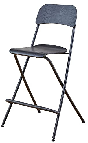 Nordischer klappbarer Barhocker für Erwachsene, tragbarer Hochstuhl mit Rückenlehne und Fußstütze, Tresenstuhl Barstuhl für Café, Büro, Party (Color : Black, Size : Bar 74cm/29)