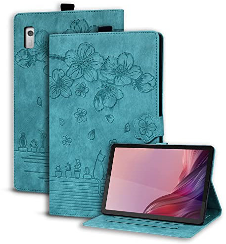 Succtopy Coque pour Lenovo Tab M9 HD 9 Pouces TB310FU 2023 PU Cuir Cover Tablette Housse de Protection Porte-Crayons Portefeuille Tablet Étui pour Lenovo Tab M9 HD 2023 9 Pouces Vert Clair
