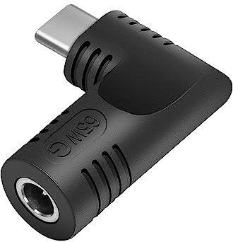 SHNITPWR DC 5V a Adaptadores USB C DC Hilo Interno a PD 65W Tipo C Enchufe Adaptador de Carga DC 5,5 x 2,1 mm Enchufe de 90 Grados para Teléfono Portátil