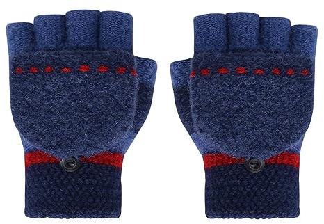 Kinder Convertible Winter Handschuhe für Mädchen Jungen 4-8 Jahre Halb Fingerlose Handschuhe mit Flip-Top Kaltes Wetter Kinder Fäustlinge Warme Strick Handschuhe Warm Isolierte Handschuhe Geschenk
