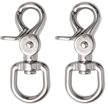 UFURMATE Swivel Clip, 2Pcs 316 Stainless Steel Leash Swivel Snap Hooks Locking Dog Leash Buckle Quick Release Buckles 360 Degree Swivel Clips for Dog Walking Camping Hiking (Silver, 17mm Ring)