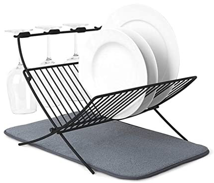 Dish Rack Dish Rack Storage Rack Plate Rack Dish Rack Metal Folding Tray Storage Rack Multi-function Kitchen Drain Rack Non-slip Dry Drain Storage Rack With Placemat (Color : SILVER Size : 50 33.2