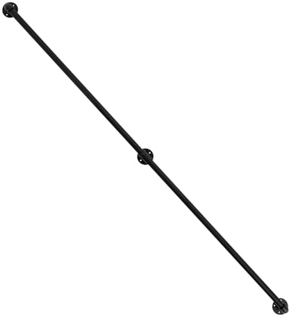 SABUIDDS 90CM-270CM Stahlrohre und Gusseisen Handlauf Geländer Treppengeländer Schwarzer Wandhandlauf Wand Treppe mit halbrunden Abschlüssen und Haltern für Innen und Außen, Rund Ø32mm (7FT/213CM)