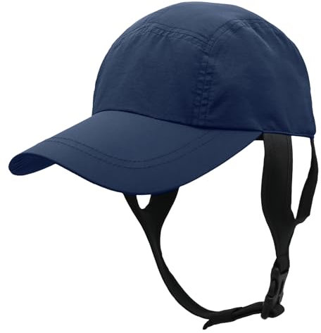 Huakunda Chapeau de Surf pour Homme avec mentonnière Chapeau de Soleil Casquette de Baseball Cap de Plage légère pour la pêche,Le Sports Nautiques (Bleu Marine)