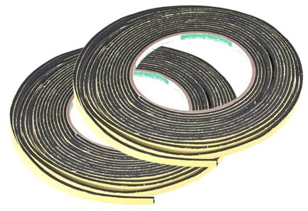 TOP-VIGOR 2Pcs Self Adhesive Sealing Foam Tape, 5mm(W) x 2mm(T) x 5M/16.4ft(L) Single Sided Foam Weather Strip High Density Draft Excluder Strip for Window and Door Insulation