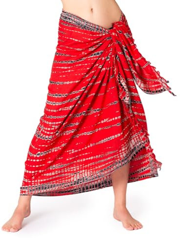 PANASIAM Sarong tiedye style, red black, 190x116cm