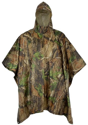 Black Snake Outdoor Regenponcho für Damen & Herren - Ripstop Regencape mit Kapuze - Wasserdicht - auch als Tarp Plane nutzbar - inkl. Tasche - Hunting Camo - OneSize