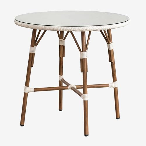 SKLUM Runder Esstisch Brielle Bistro aus Aluminium und synthetischem Rattan (Ø80 cm) -
