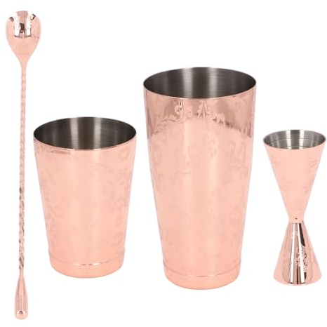 Juego de Coctelera Boston – Acero Inoxidable 304, Diseño de Impresión Vintage, Multifuncional, Capacidad Media para Cócteles y Bartending (Tipo 2)