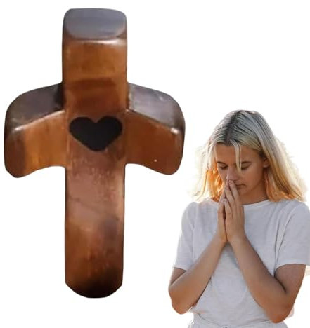 BommFu Croci Di Legno Intagliate | Croci Di Legno Fatte Mano Per Amore | Croce Adulatrice Antistress | Croce Di Consolazione Da Ten-ere In Mano - Per La Casa Soggiorno