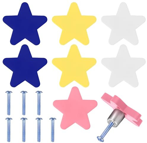 8 Pcs Drawer Knobs, Star Shaped Cabinet Door Knobs, PVC Soft Rubber Kitchen Cupboard Knob and Handles, Anti-collision Door Handles for Wardrobe Dresser Drawer Furniture Pulls Handle Knob, Star