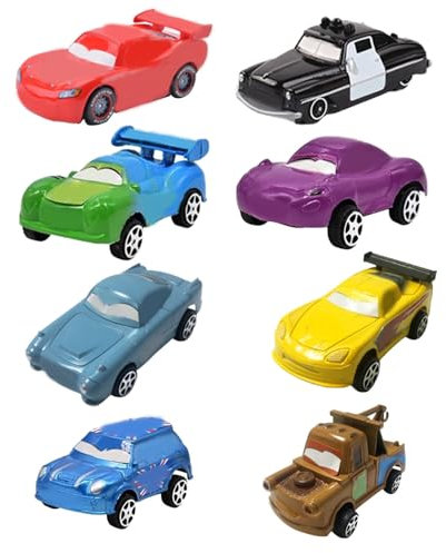 AWAVM 8 PCS Cars Toys Figure Set,Race Car Model Toy Cake Topper Cupcake Topper Cake Decoration, Lightning Pull Back Cars For Kids, Mini Play Vehicle Car Children Birthday Party Gift