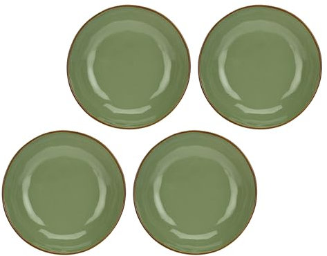 Rose & Tulipani Concerto Assiette à fond 21 cm Vert Olive Set 4 pièces Stoneware