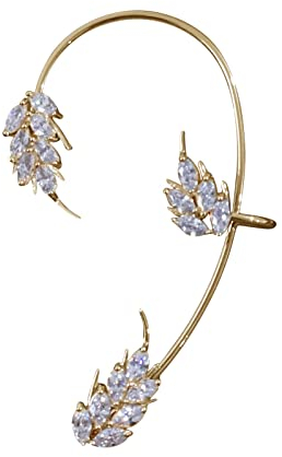 Ohrringe Damen Ohrringe Blitzbohrer Weizenohren Ohrringe Feder Strass Ohrclip für Frauen Mädchen kein Piercing Weizenohren Ohrclips Weizenohren Ohrringe Stulpe Wickelohrringe für Frauen (B, One Size)