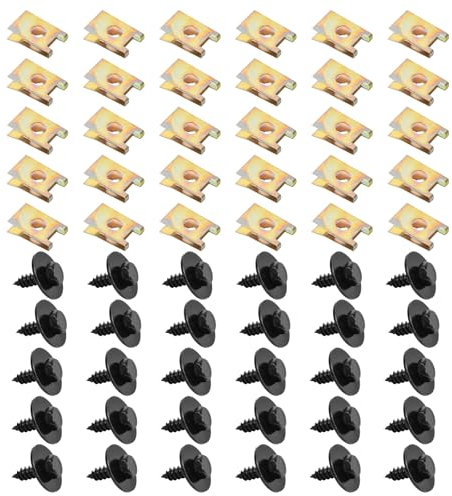 60 Piezas Surtido de Tornillos y Grapas, Juegos de Tuercas de Clip Tornillo, Tornillo Clip de Sujeción Tipo U, para Automóviles Guardabarros de Parachoques