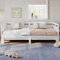 REXO Ausziehbar Bett, Daybett Tagesbett, Kiefer massiv, mit 2. Schlafgelegenheit und Rollrost Herzform Bett Weiß (90 * 200cm)