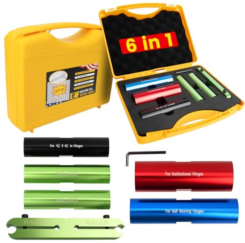 HA1234 Door Hinge Adjustment Tool Set 6 Piece, Hinge Repair Kit Door Hinge Tool for Fixing Sagging Door, Residential/Commercial Fixed Hanging Door Hinge Tool Including HA1234 (6 pcs) and Instruction