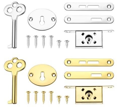 sourcing map Vintage Full Mortise Mini Locks with Key Set of 2, Zinc Alloy Mini Lock Jewelry Box Lock Replacement Box Lock for Cedar Box, Wine Box & Cabinet, Bronze