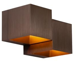 Qazqa Modern Wandleuchte, Wandlampe - Transfer Double - Dunkelbronze, max. 8W, Geeignet für LED, 2-flammig, 16cm, Ideal als Flur und Wohnzimmerlampe