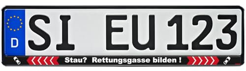 1 Paar Kennzeichenhalter schwarz mit Motiv Spruch Bedruckt Kennzeichenhalterung Kennzeichenrahmen (Rettungsgasse)