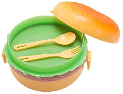 Vgvgaj Hamburger Brotdose Brotdose Kinder Lunchbox 3 Ebenen Hamburger Lunchbox PP Brotdose Schule Löffel Mikrowellen Spülmaschinen Und Gefriergeeignet