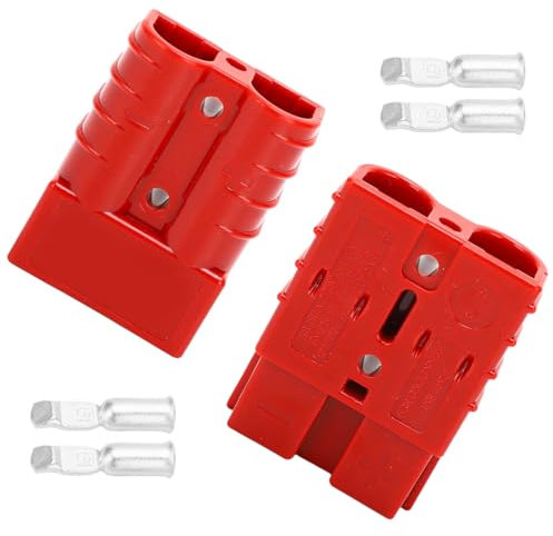 KUMSODE Lot de 4 Batterie Connecteur 50A Batterie Connexion Rapide Prise de Connecteur 50Amp 600V Pour Voiture Van Les Modes Moto (Rouge)
