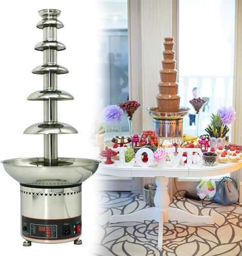 GESAIDES Chocolate Fountain, Durable Practical Stainless Steel Electric Chocolate Fountain Machine, Elegant for Restaurant Home Party,6tiers