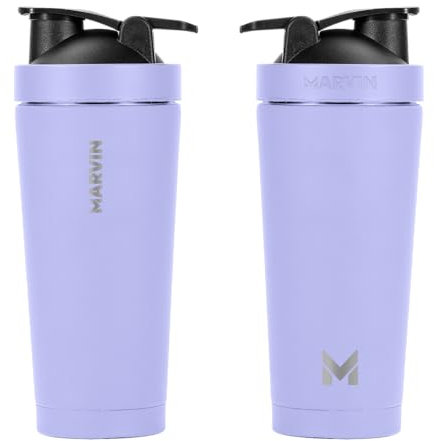 MARVIN TERMO THE SHAKED 750 ML | Termo de acero inoxidable | Conserva frío 12 horas | Conserva calor 8 horas | Botella de Agua de Acero Inoxidable | Sin BPA | Tapa antifugas | Lavender Bath