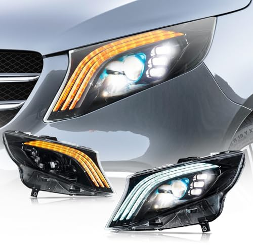 CKCD Scheinwerfer kompatibel mit Mer+cedes Be+nz V-class Vito W447 2016-2023, Frontlichter mit Animation DRL,Mit E-Prüfzeichen