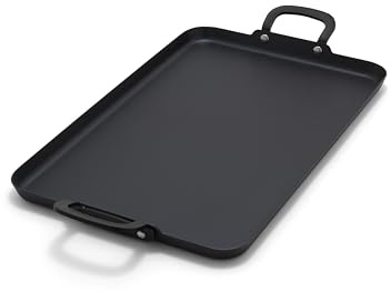 GreenPan x Bobby Flay 18 x 11 Carbon Steel Double Burner Pan, Pre-Seasoned Ready to Use, Induction Compatible, High Heat & Oven Safe Durable Cookware, Cast Iron Alternative