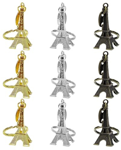 9 Pièces De Porte-Clés Tour Eiffel, Anneau De Serrure À Clé Rétro, Souvenirs Marquants, Cadeaux De Voyage en Plein Air, Pendentif De Décoration De Sac À Main.